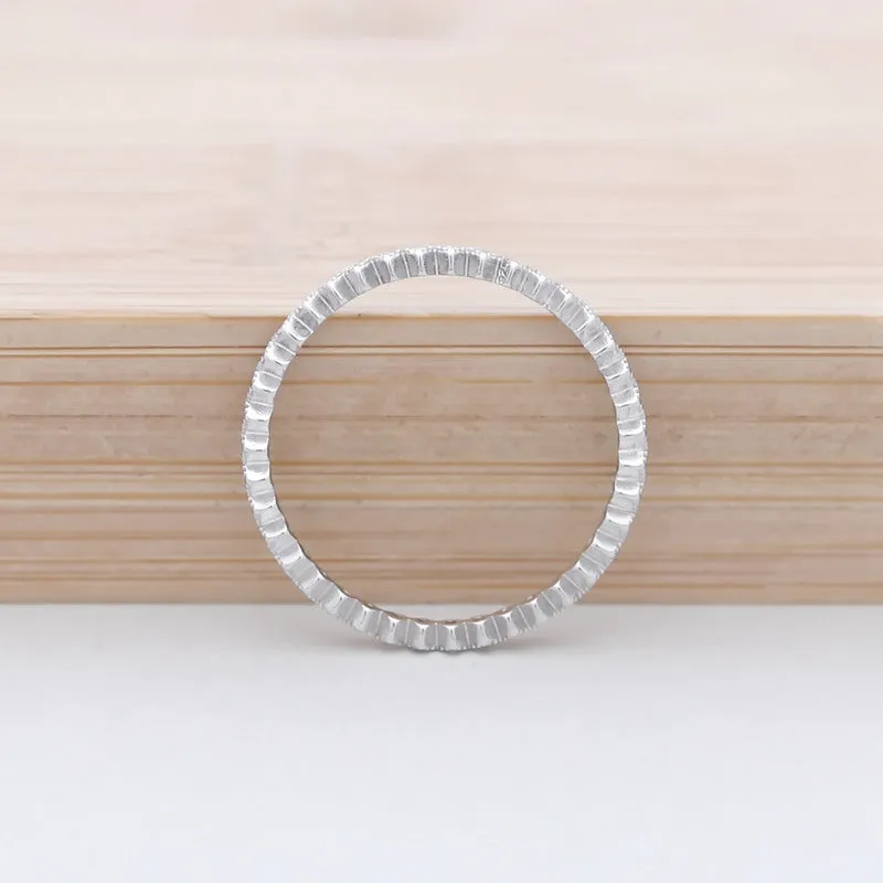 CZ Paved Stackable Sterling Silver Eternity Ring