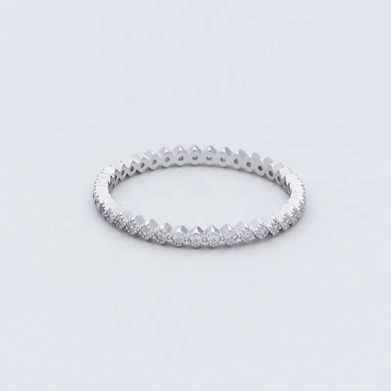 CZ Paved Stackable Sterling Silver Eternity Ring