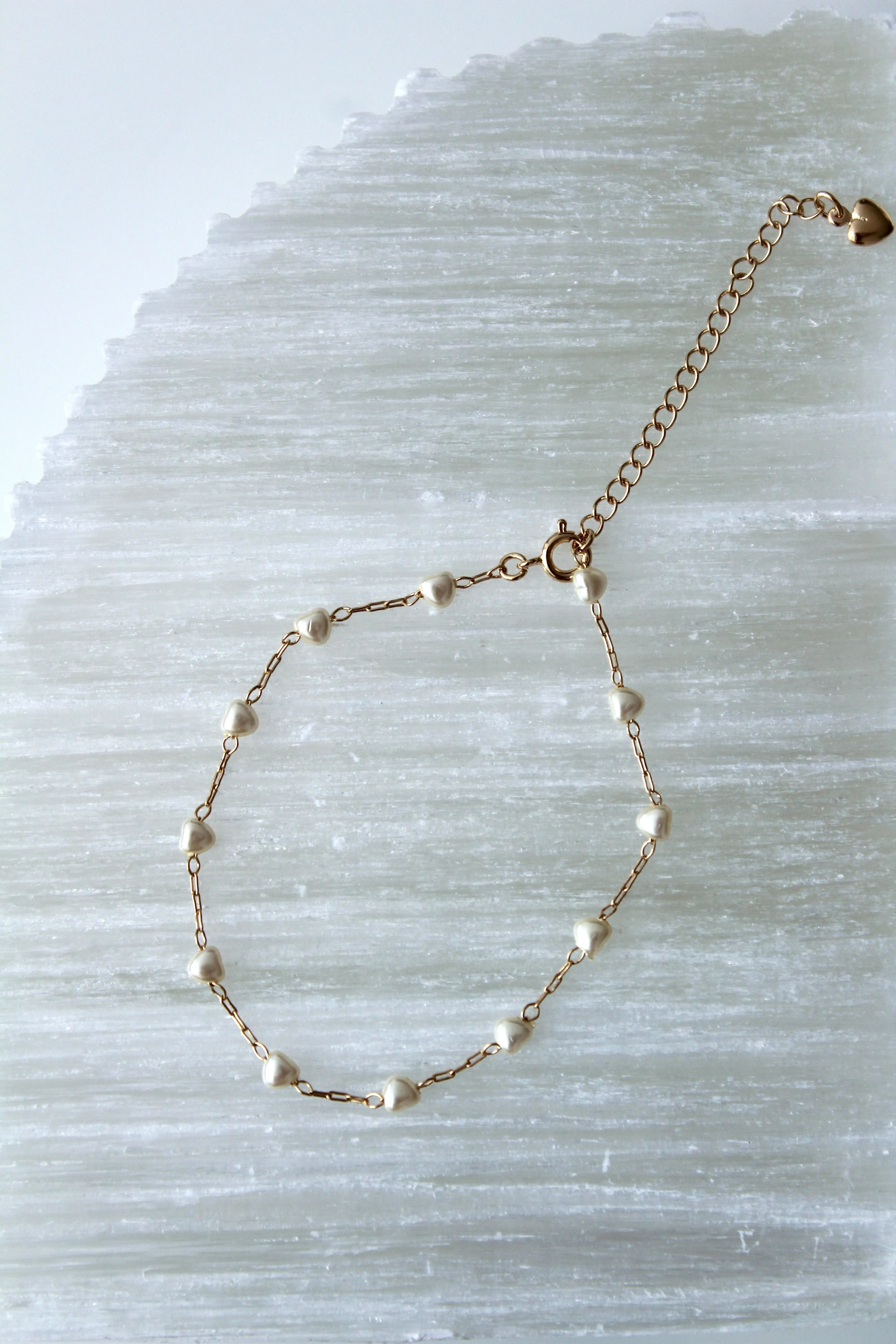 Dainty Heart Pearl Chain Anklet/ Bracelet