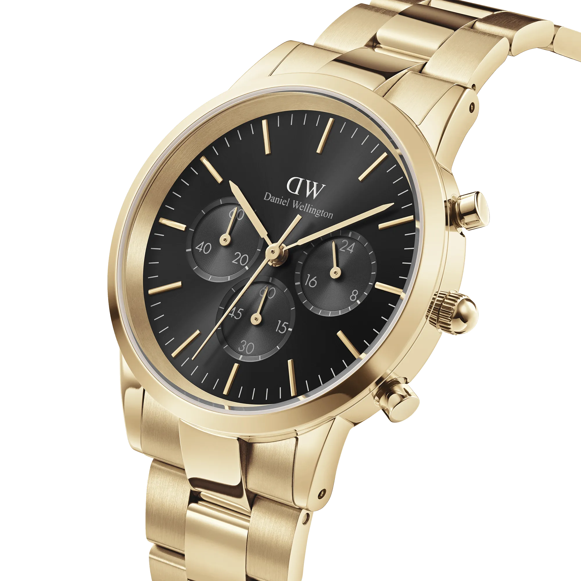 Daniel Wellington Iconic Chronograph 42 Link Gold & White Sunray Watch