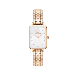 Daniel Wellington Quadro Lumine 20x26 5-Link Rose Gold & Mother of Pearl White Watch