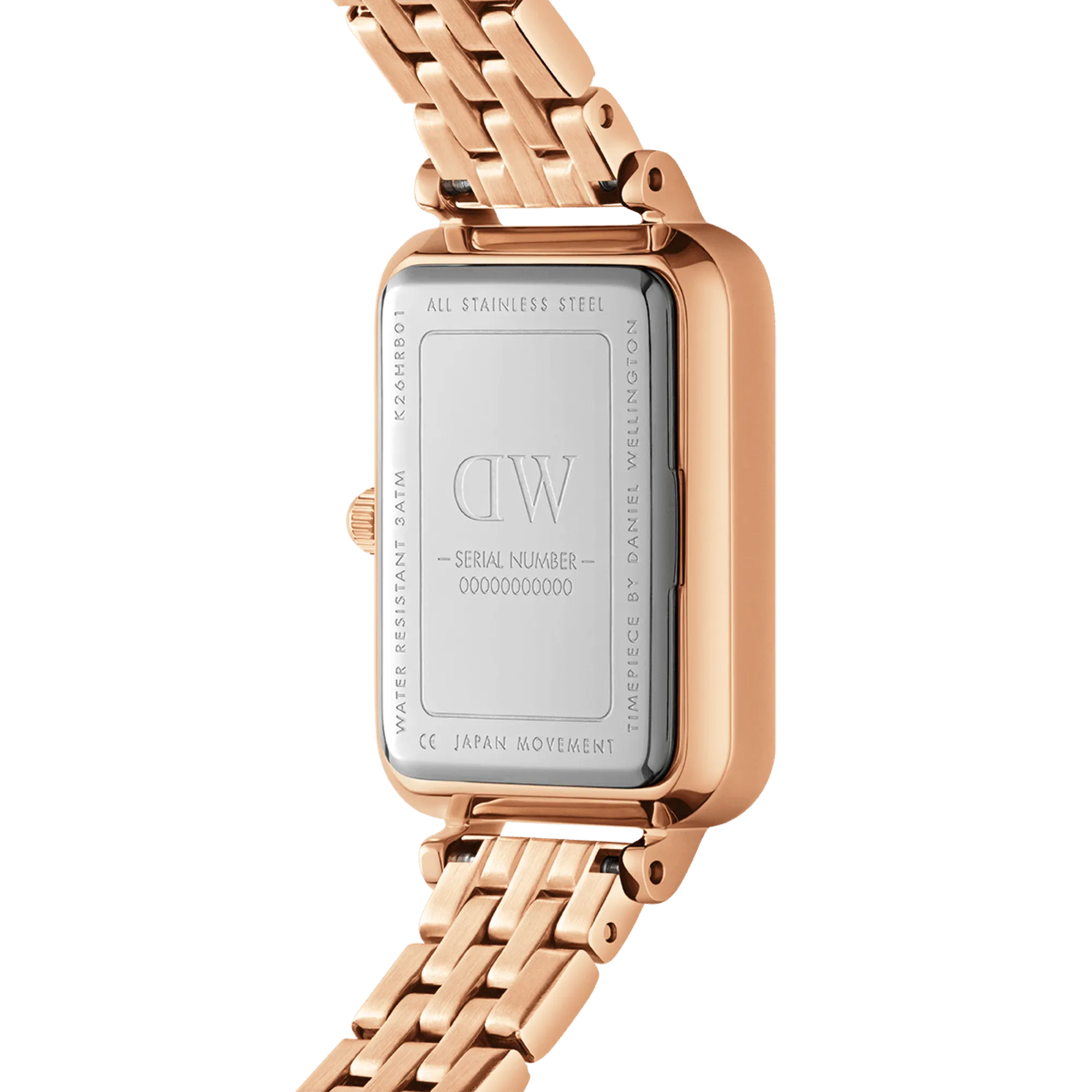 Daniel Wellington Quadro Lumine 20x26 5-Link Rose Gold & Mother of Pearl White Watch