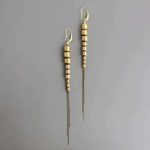 DAVID AUBREY - Gold Hematite and Brass Ox Chain Earrings