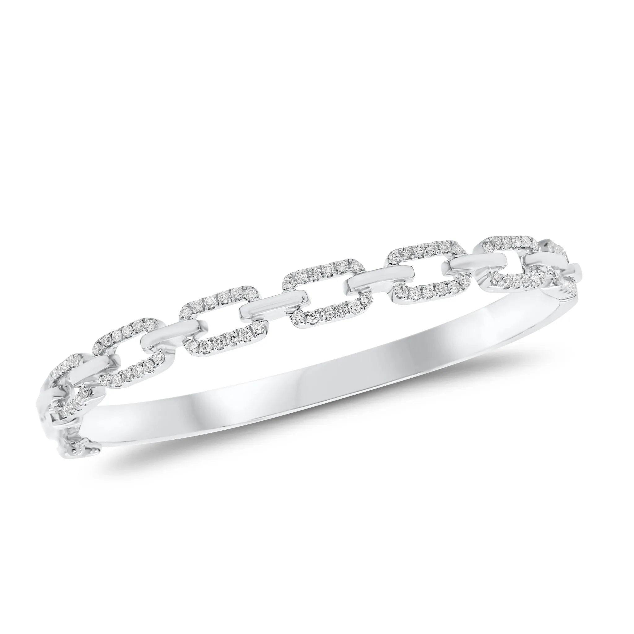 Diamond Paperclip Chain Bangle Bracelet