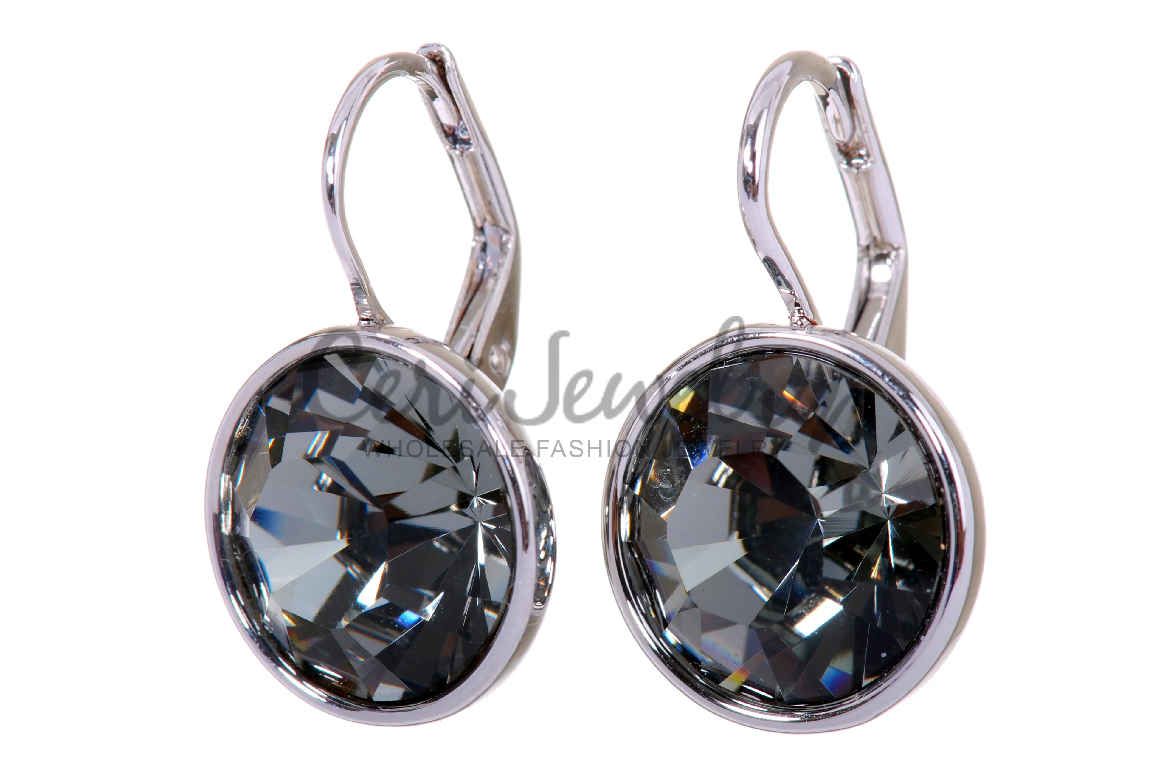 E7171 Round Dot Green Swarovski Elements Crystal Drop Earring