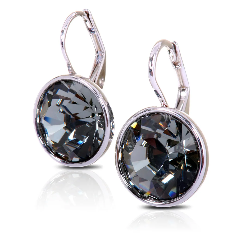 E7171 Round Dot Green Swarovski Elements Crystal Drop Earring