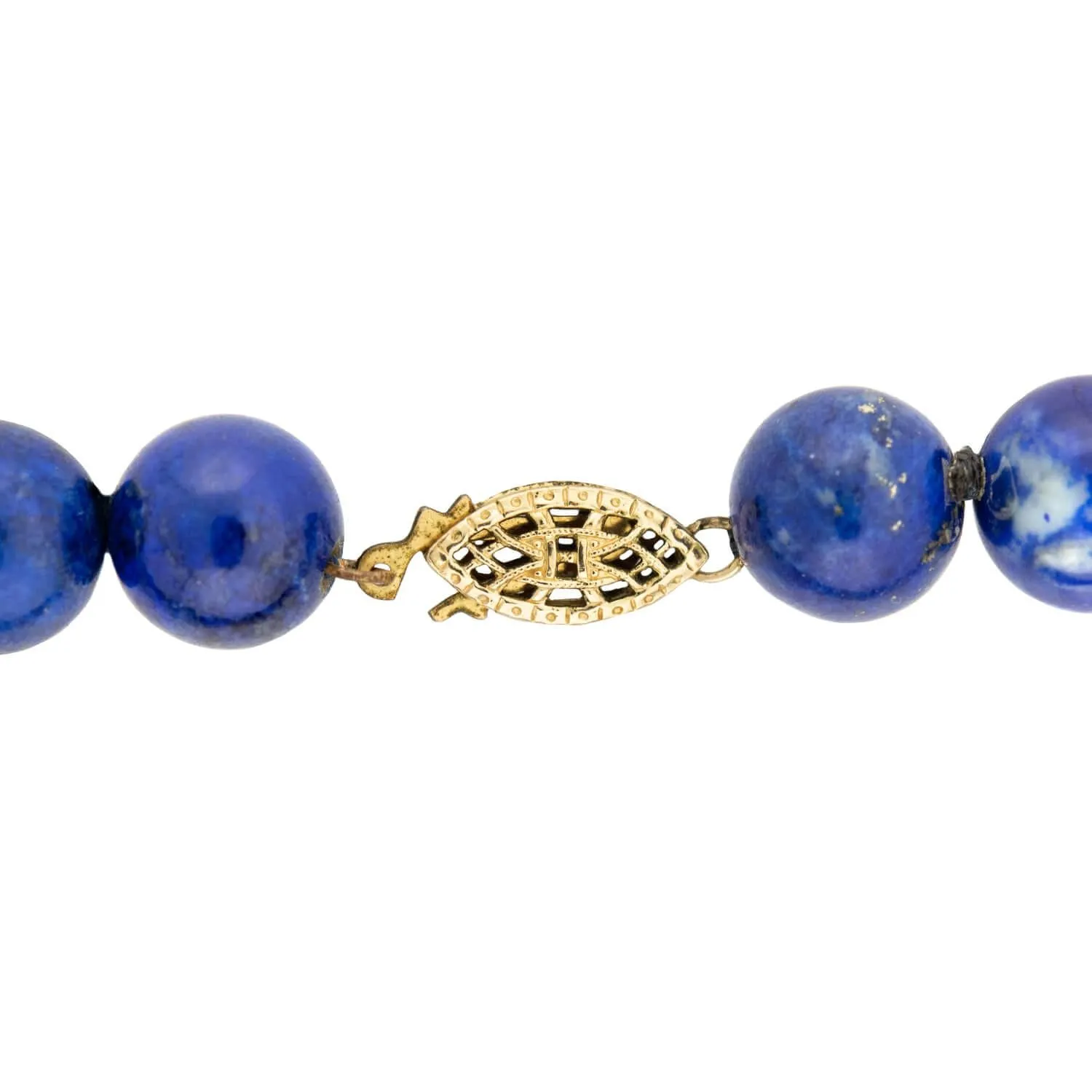 Estate Gold Filled Lapis Bead Necklace 24"