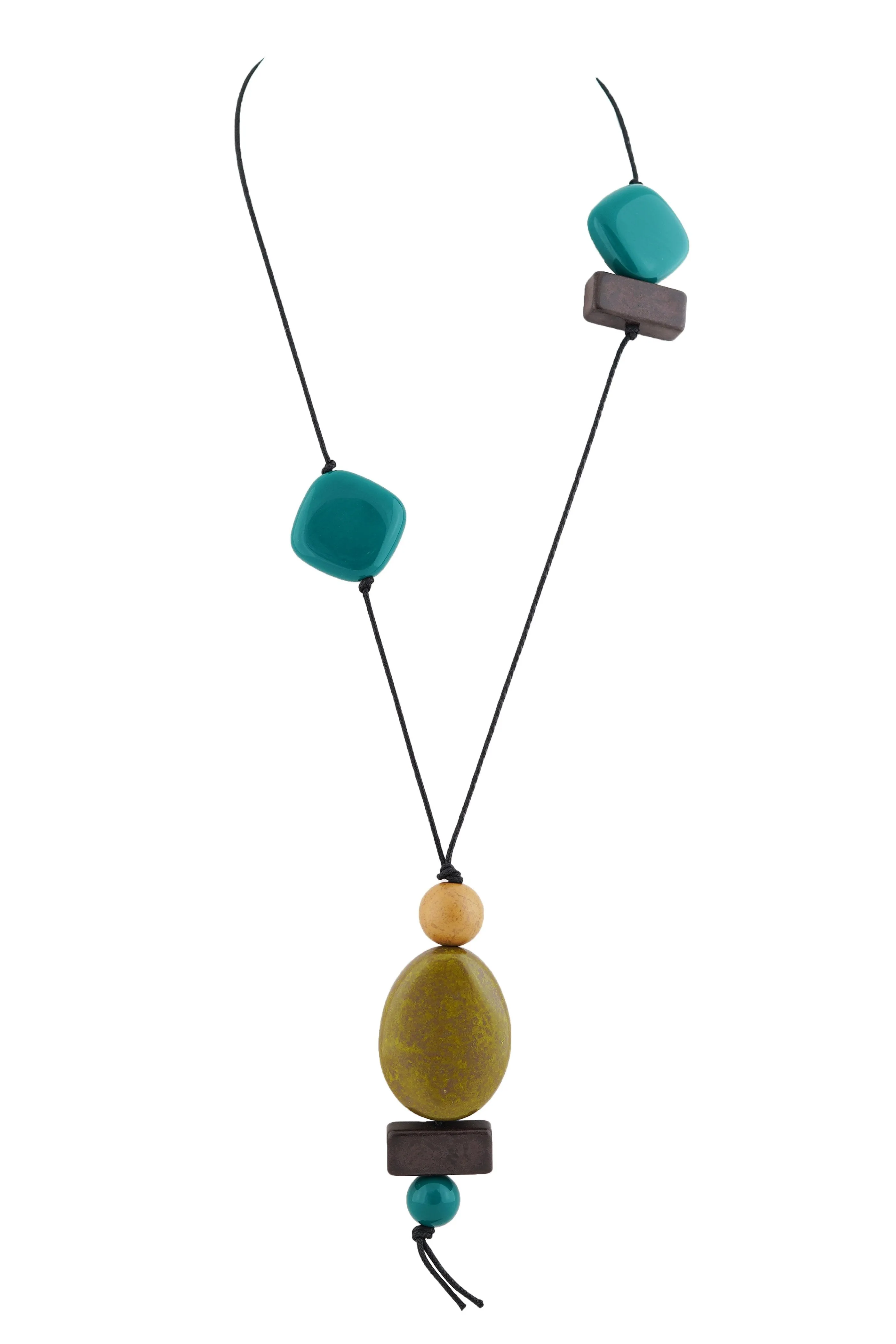 Fall In Olive Adjustable Matinee Necklace