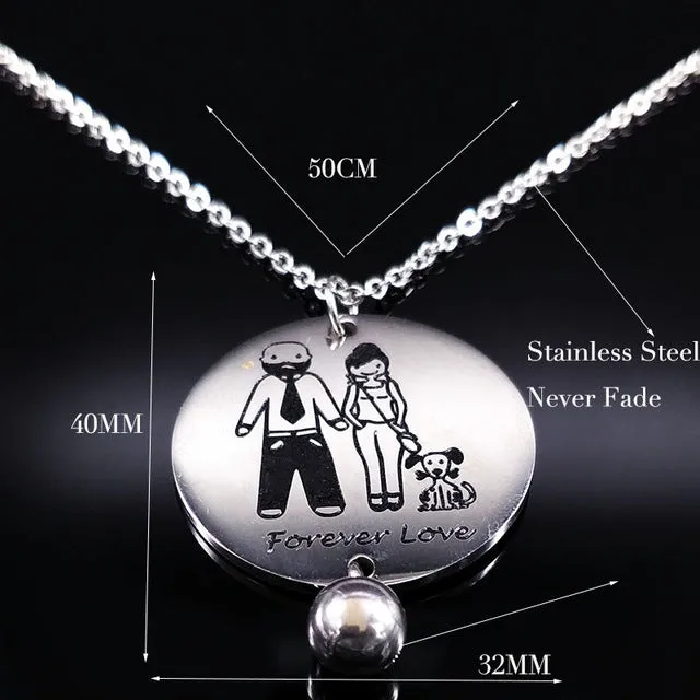 Family Necklaces Stainless Steel Mama Forever Boy Girl Pendants Necklace Jewelry Women Kids Family Member Christmas Gift N2407