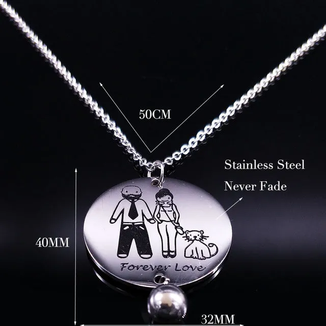 Family Necklaces Stainless Steel Mama Forever Boy Girl Pendants Necklace Jewelry Women Kids Family Member Christmas Gift N2407