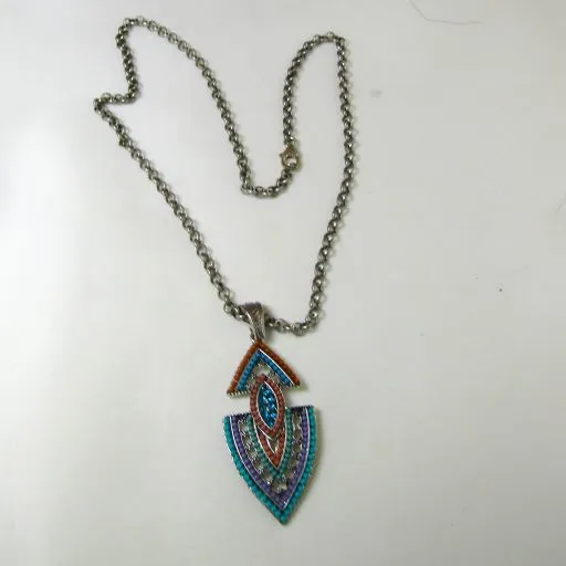 Fancy Arrowhead Pendant on  Antique Silver Chain Necklace