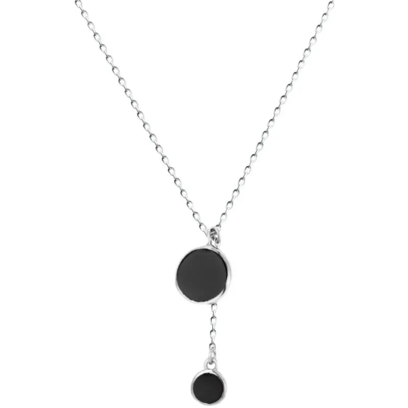 Fashion Jewelry Black Round Pendants Necklace for Women in 925 Sterling Silver