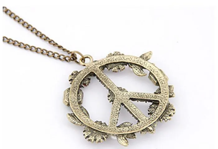 Fashion Women Retro Pearl Peace Necklace Sweater Chain Fashion Girl Wedding