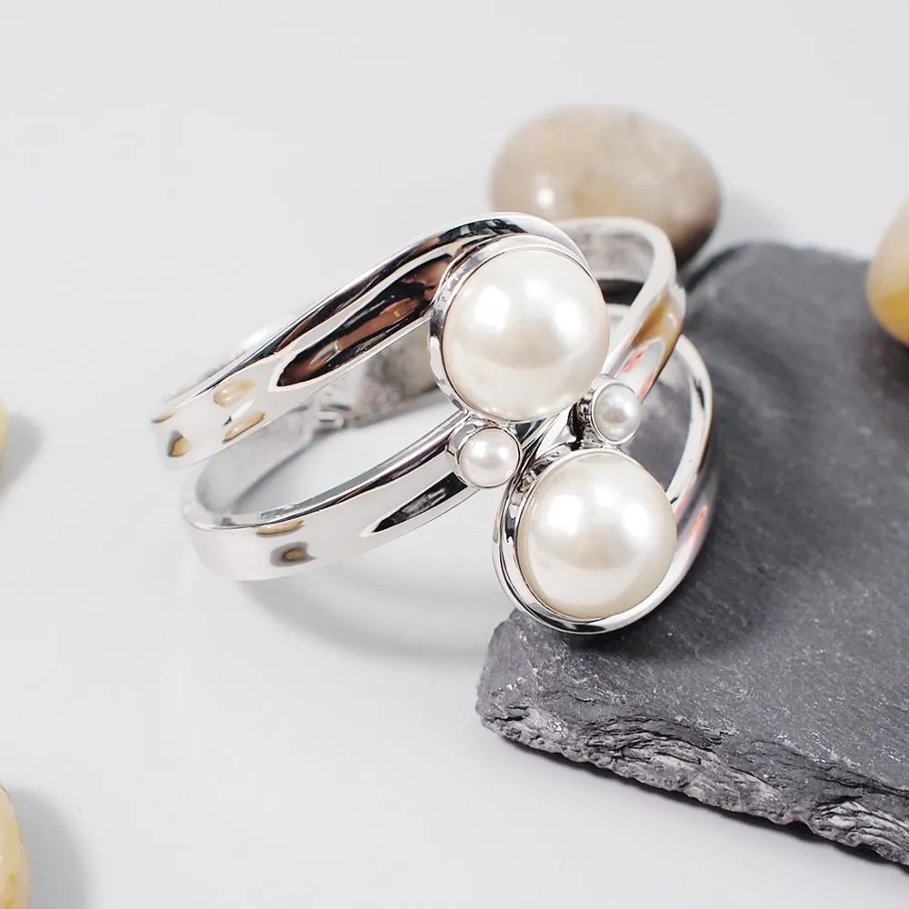 Faux Pearl Cuff Bangles Charm Bracelets for women