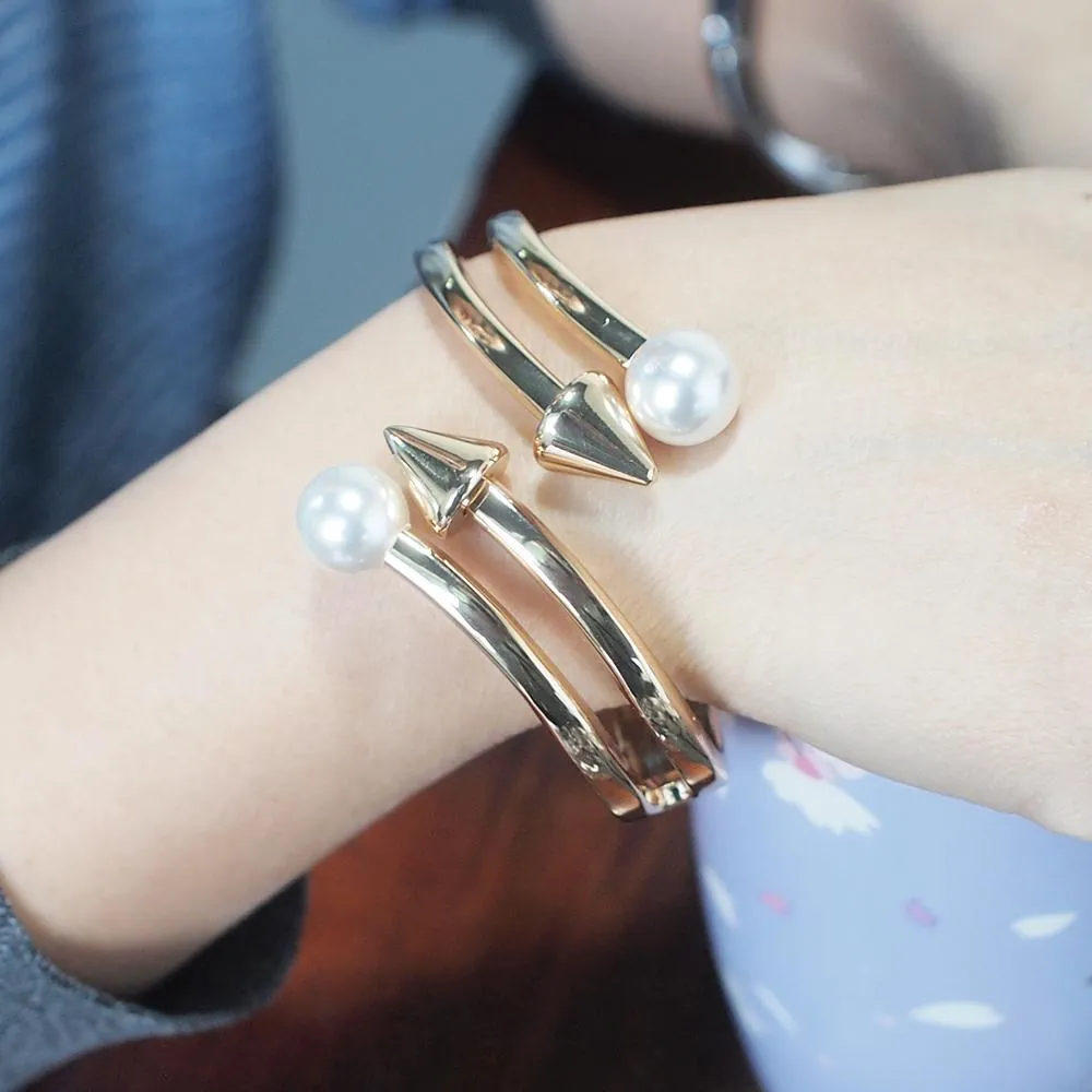 Faux Pearl Cuff Bangles Charm Bracelets for women