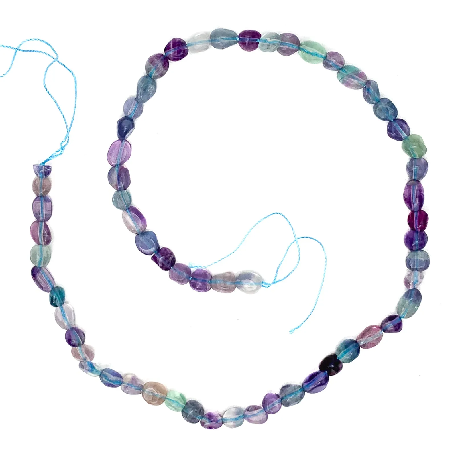 Fluorite Multi Small Smooth Pebbles Bead Strand