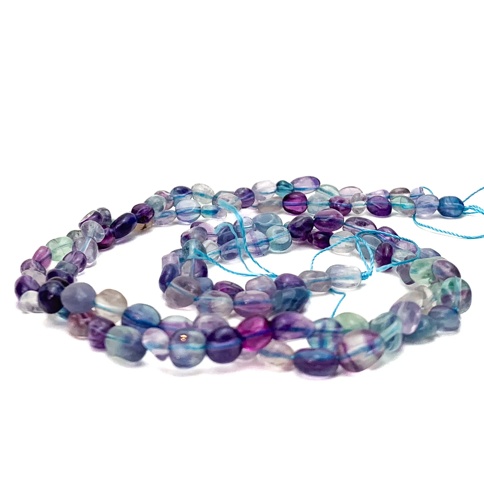 Fluorite Multi Small Smooth Pebbles Bead Strand