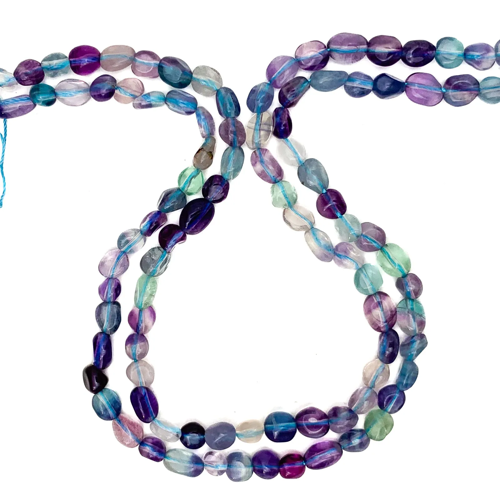 Fluorite Multi Small Smooth Pebbles Bead Strand