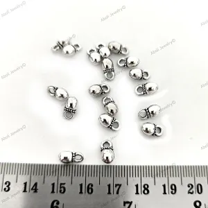 German silver ball dangle beads metal dangles jhumki 9 x 5 mm  pendant charms latkan metal beads GSDB15 10 gm