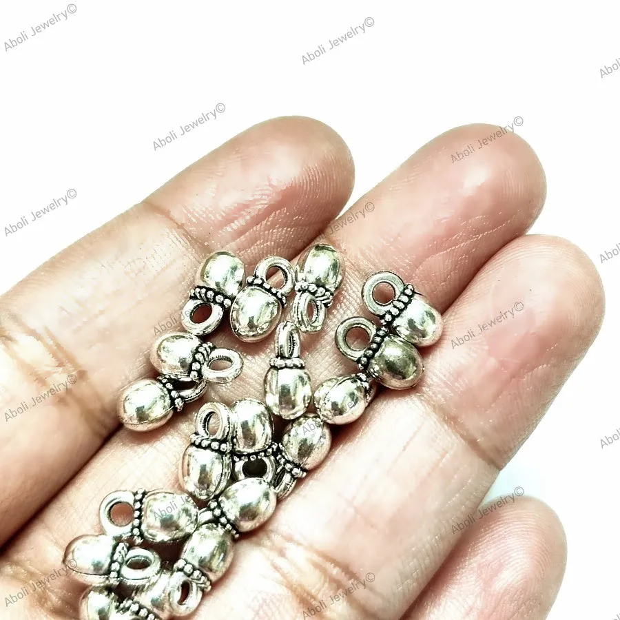 German silver ball dangle beads metal dangles jhumki 9 x 5 mm  pendant charms latkan metal beads GSDB15 10 gm