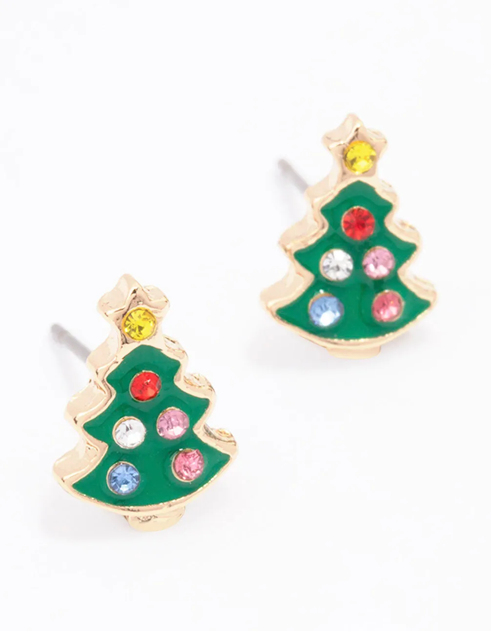 Gold Christmas Tree Stud Earrings