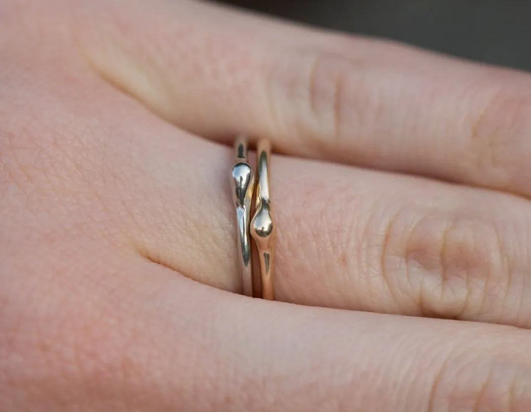 Gold Dewdrop Stacking Rings