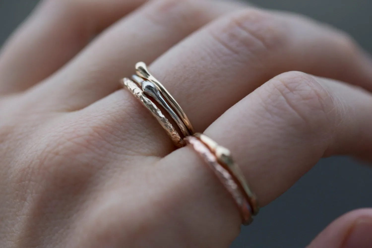 Gold Dewdrop Stacking Rings