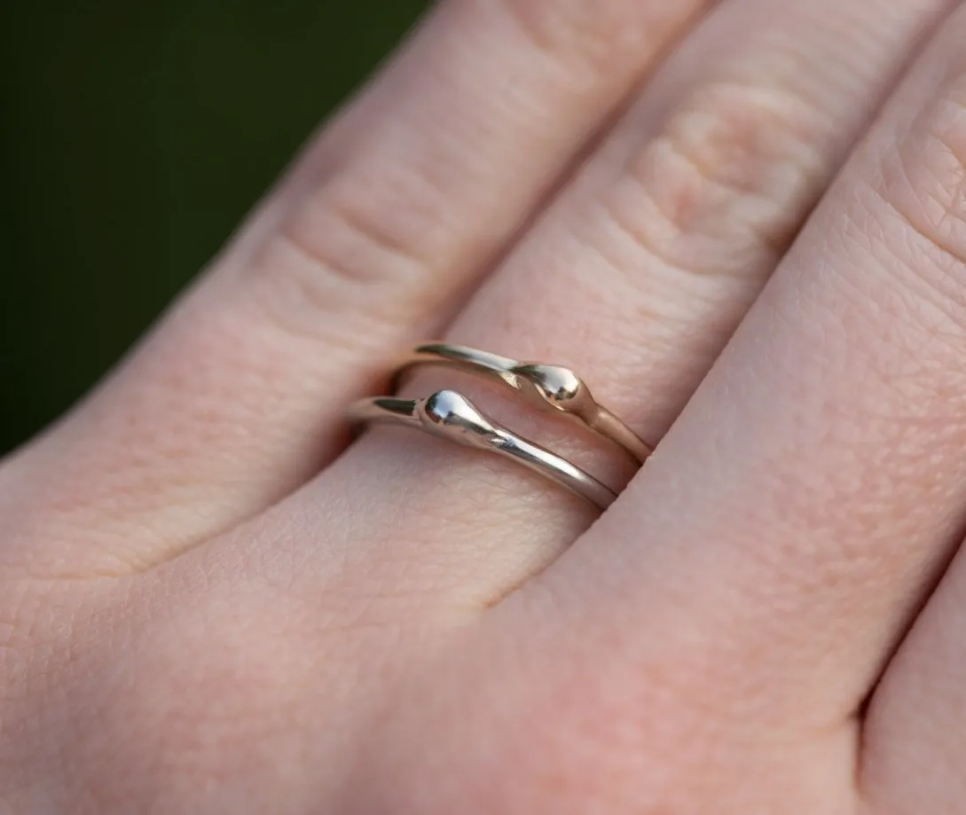 Gold Dewdrop Stacking Rings