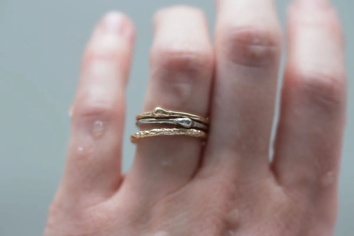 Gold Dewdrop Stacking Rings