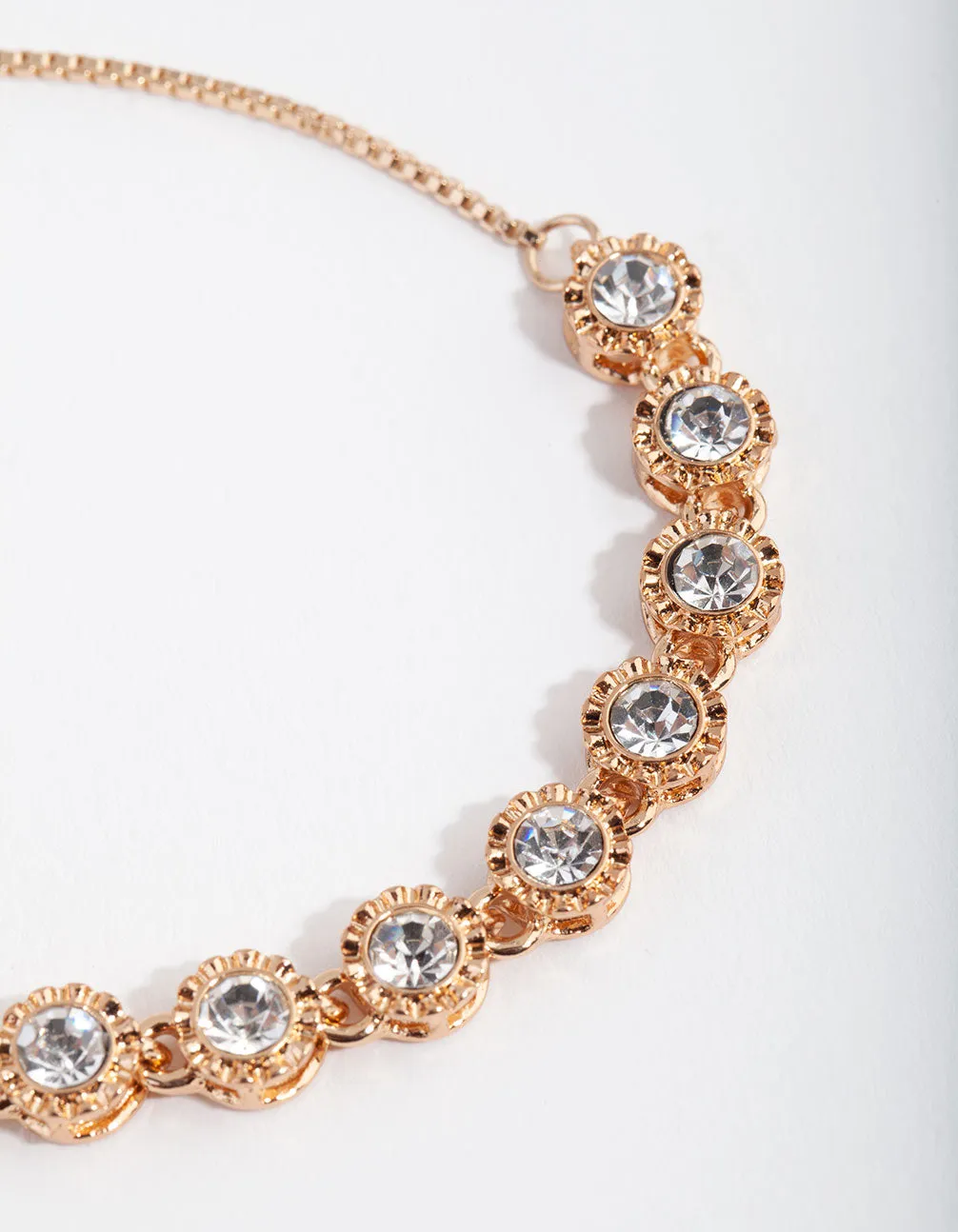 Gold Multi Circle Diamante Toggle Bracelet