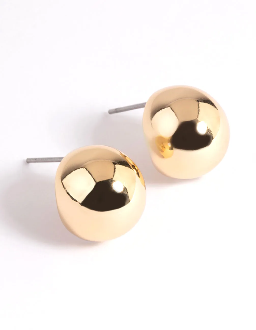 Gold Plated Brass Ball Stud Earrings