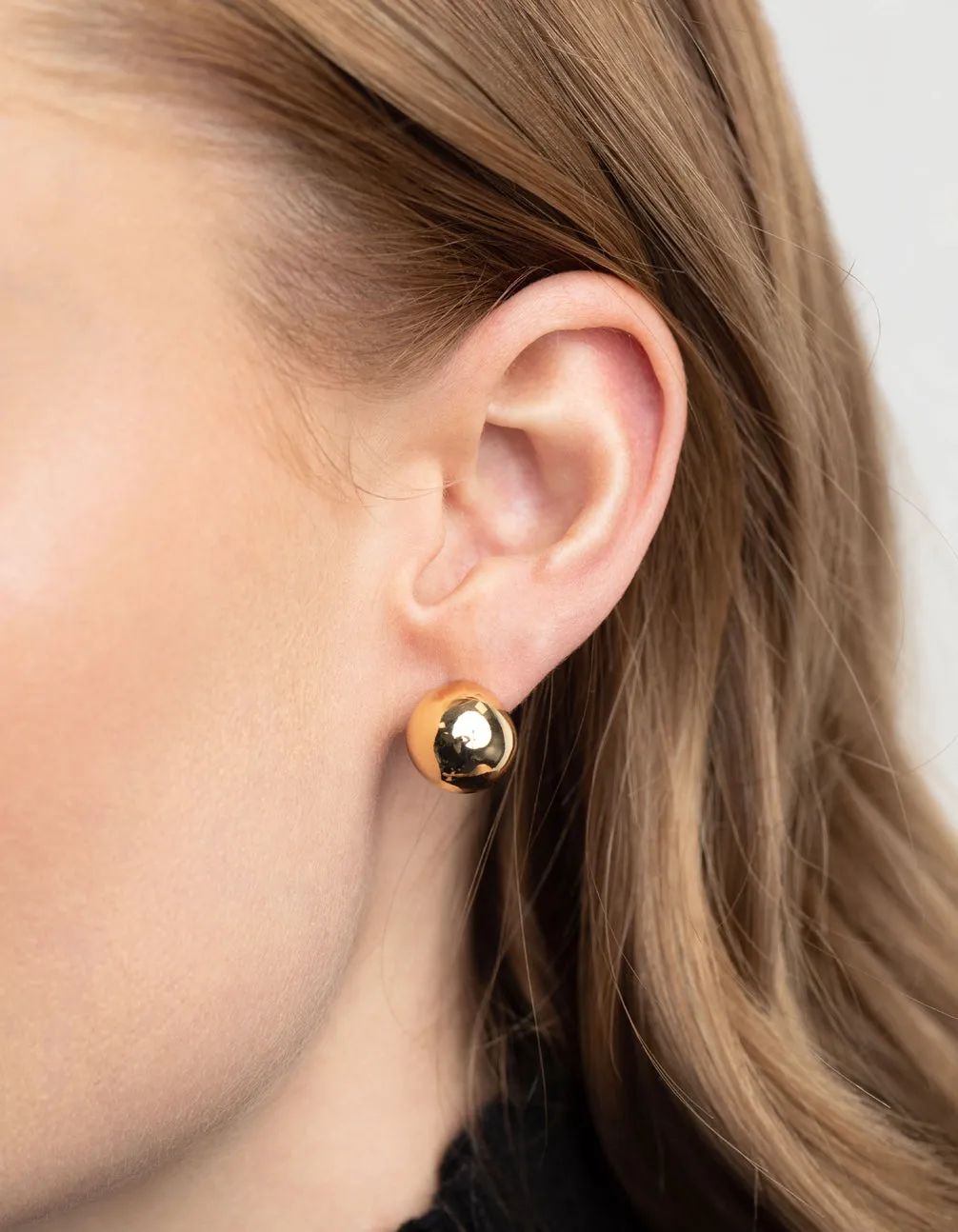 Gold Plated Brass Ball Stud Earrings