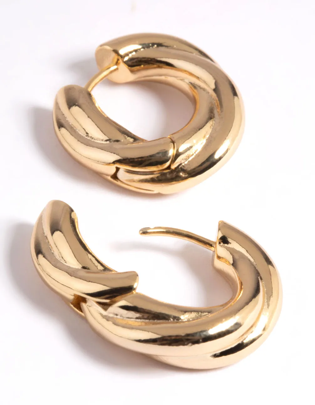 Gold Plated Brass Chubby Hoop Earrings