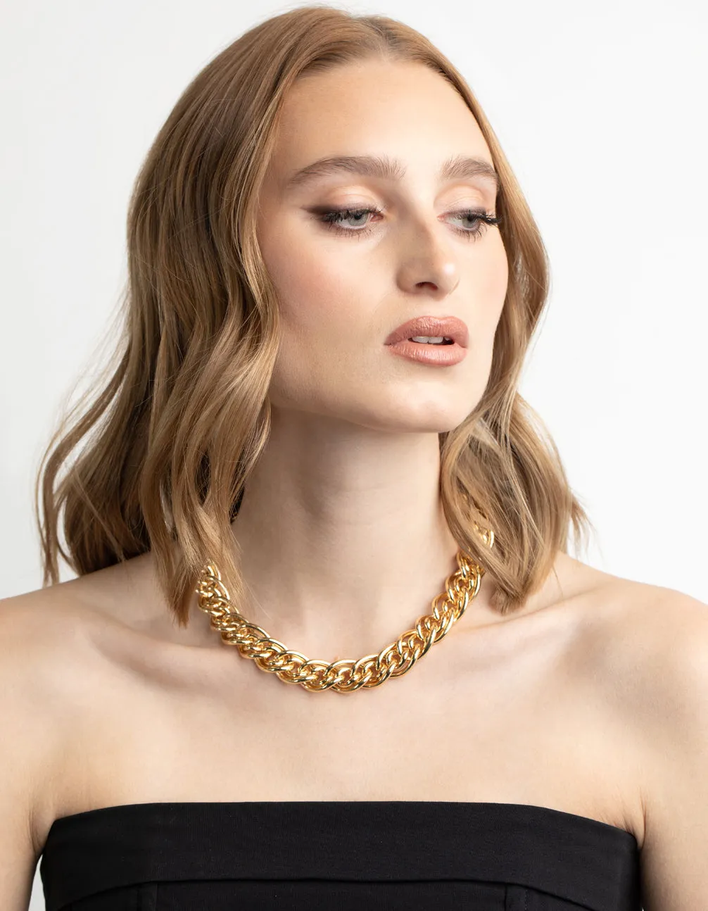 Gold Plated Brass Chunky Link Chain Necklace