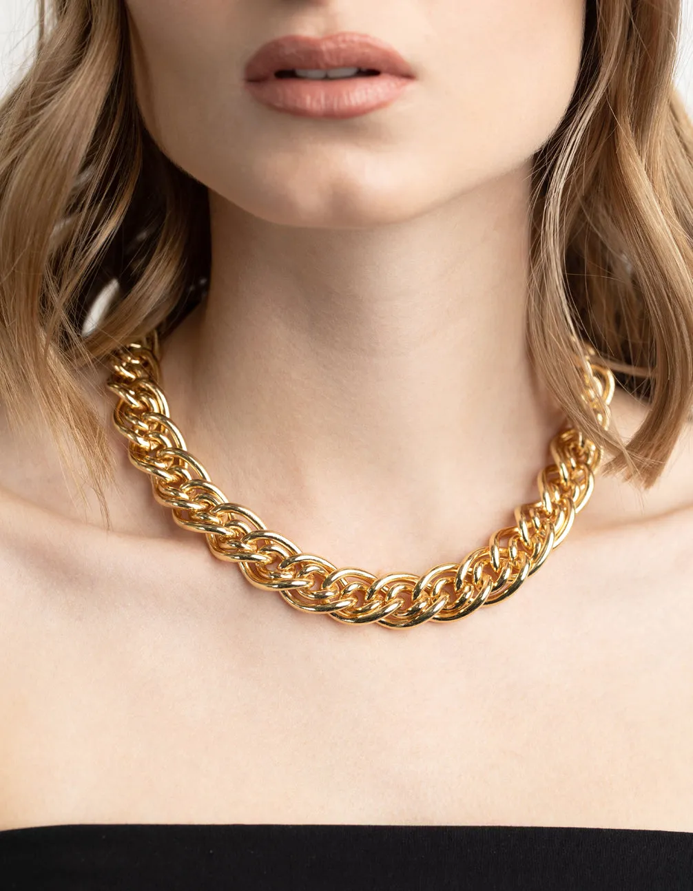 Gold Plated Brass Chunky Link Chain Necklace