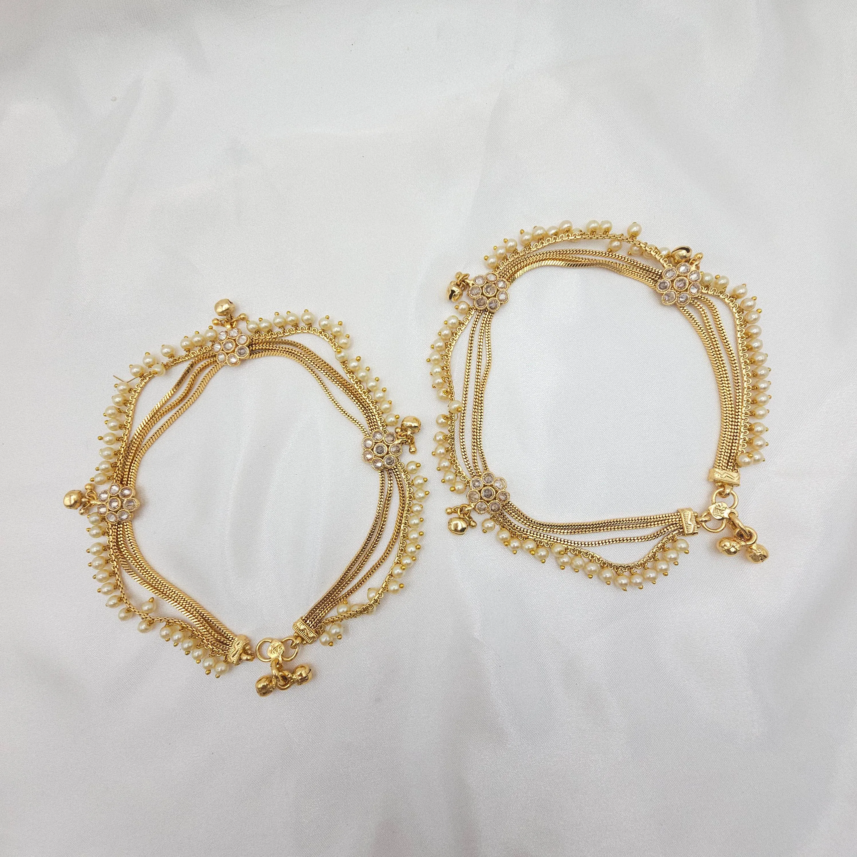 Gold Plated Bridal Polki Anklets