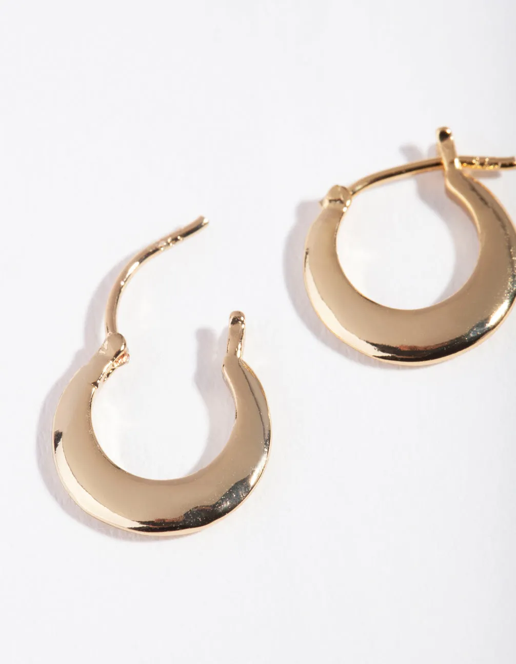 Gold Plated Sterling Silver Sleek Wide Creole Hoop Earrings