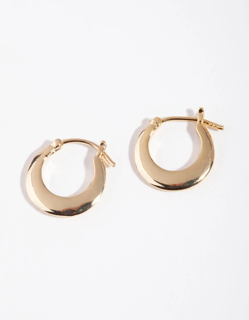 Gold Plated Sterling Silver Sleek Wide Creole Hoop Earrings