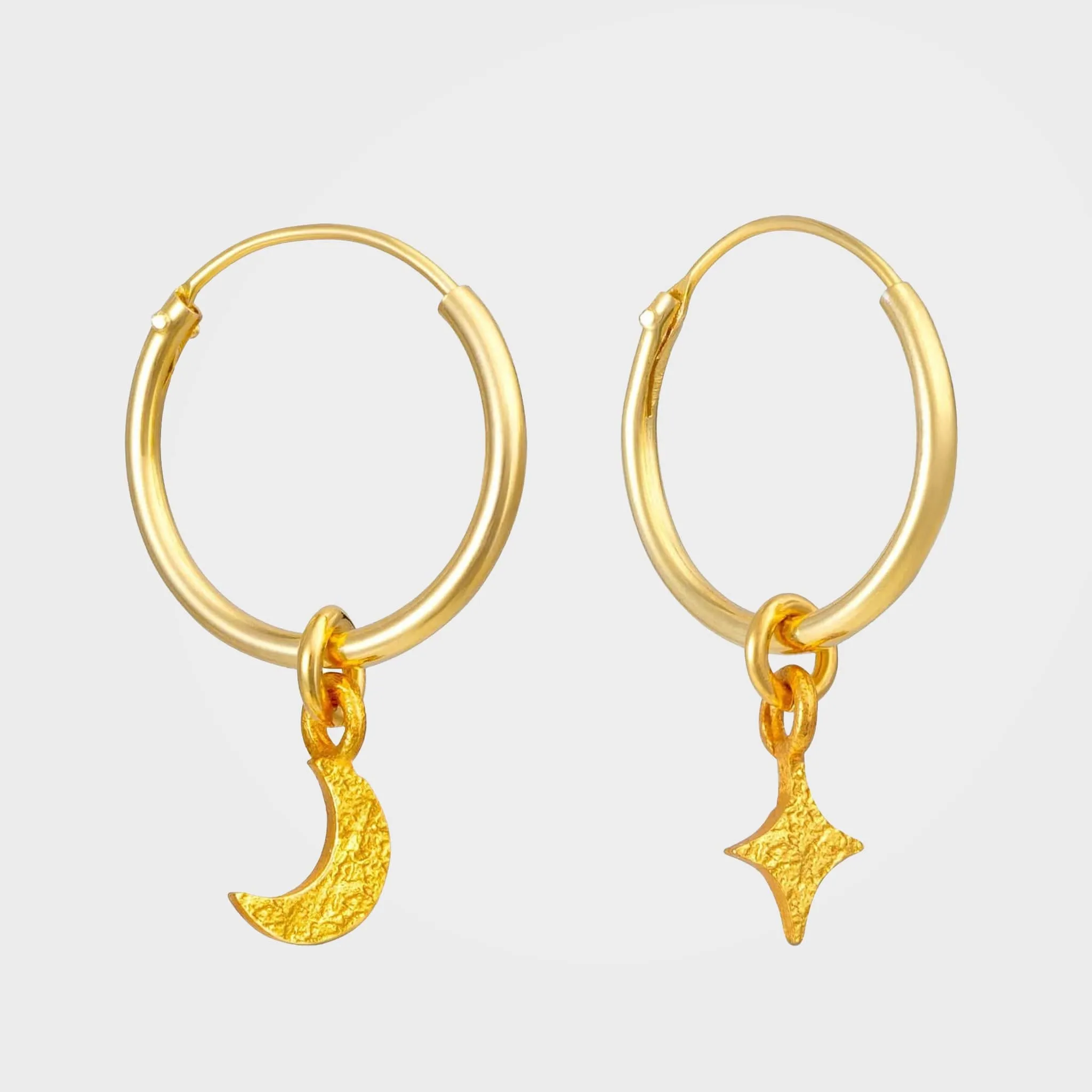 Gold Star Moon Charm Earrings | By Lunar James