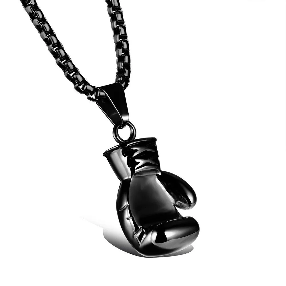 Gold/Black/Silver Plated Fashion Mini Boxing Glove Necklace Boxing Jewelry Stainless Steel Men Pendants Necklaces Jewelry