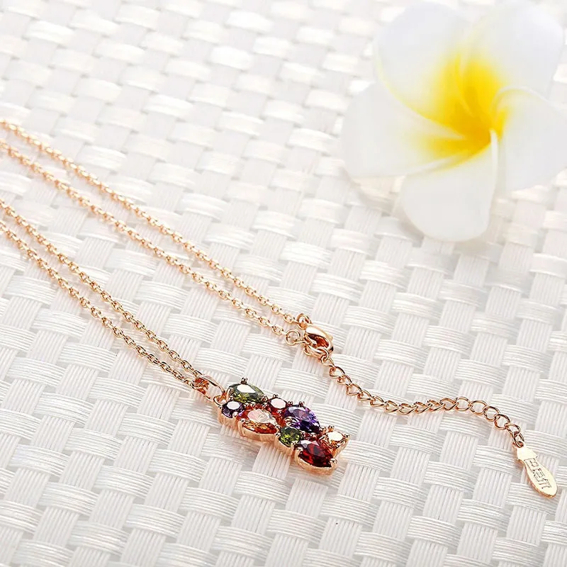 High Quality 18K Gold Plated Necklaces Pendants with AAA Multicolor Cubic Zircon For Women Gift