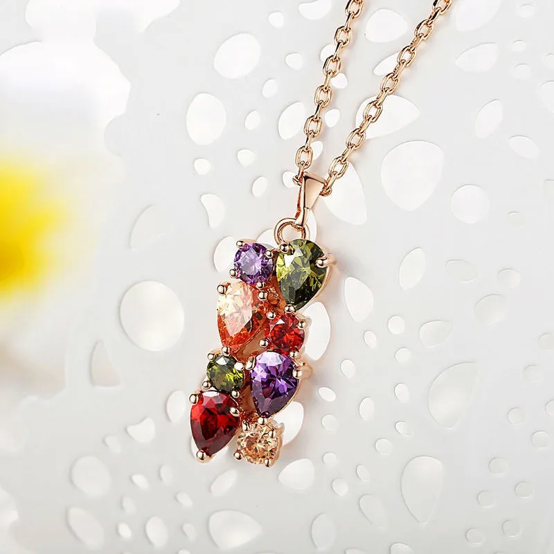 High Quality 18K Gold Plated Necklaces Pendants with AAA Multicolor Cubic Zircon For Women Gift