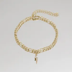 ICY Lightning Bolt Figaro Anklet