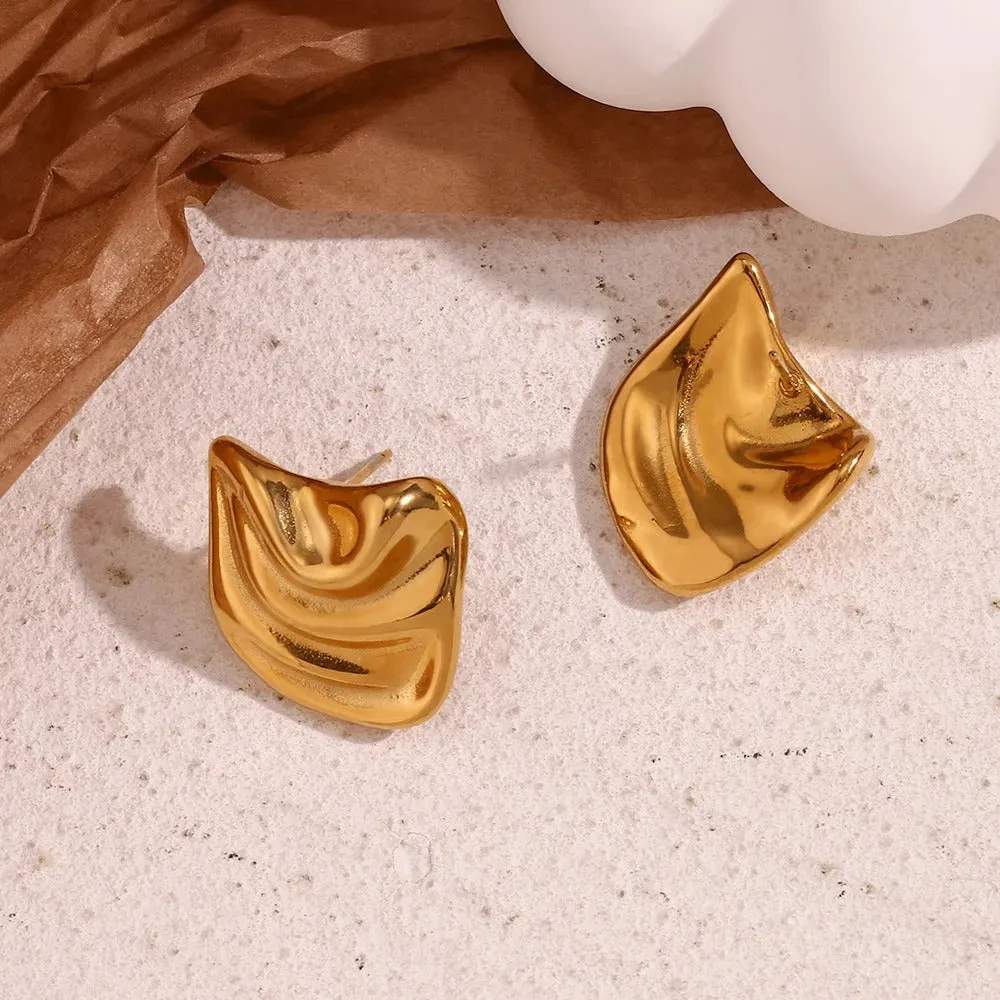 Irregular Statement Wave Chunky Stud Earrings