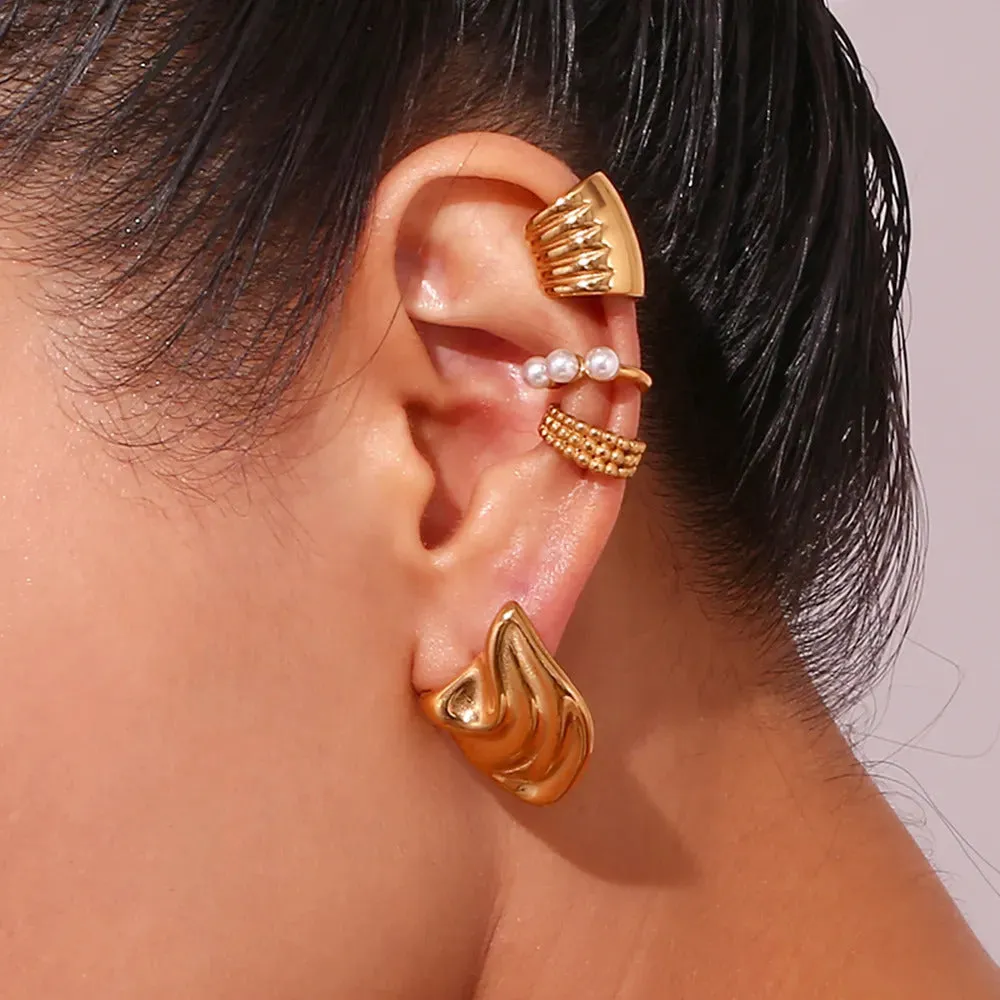 Irregular Statement Wave Chunky Stud Earrings