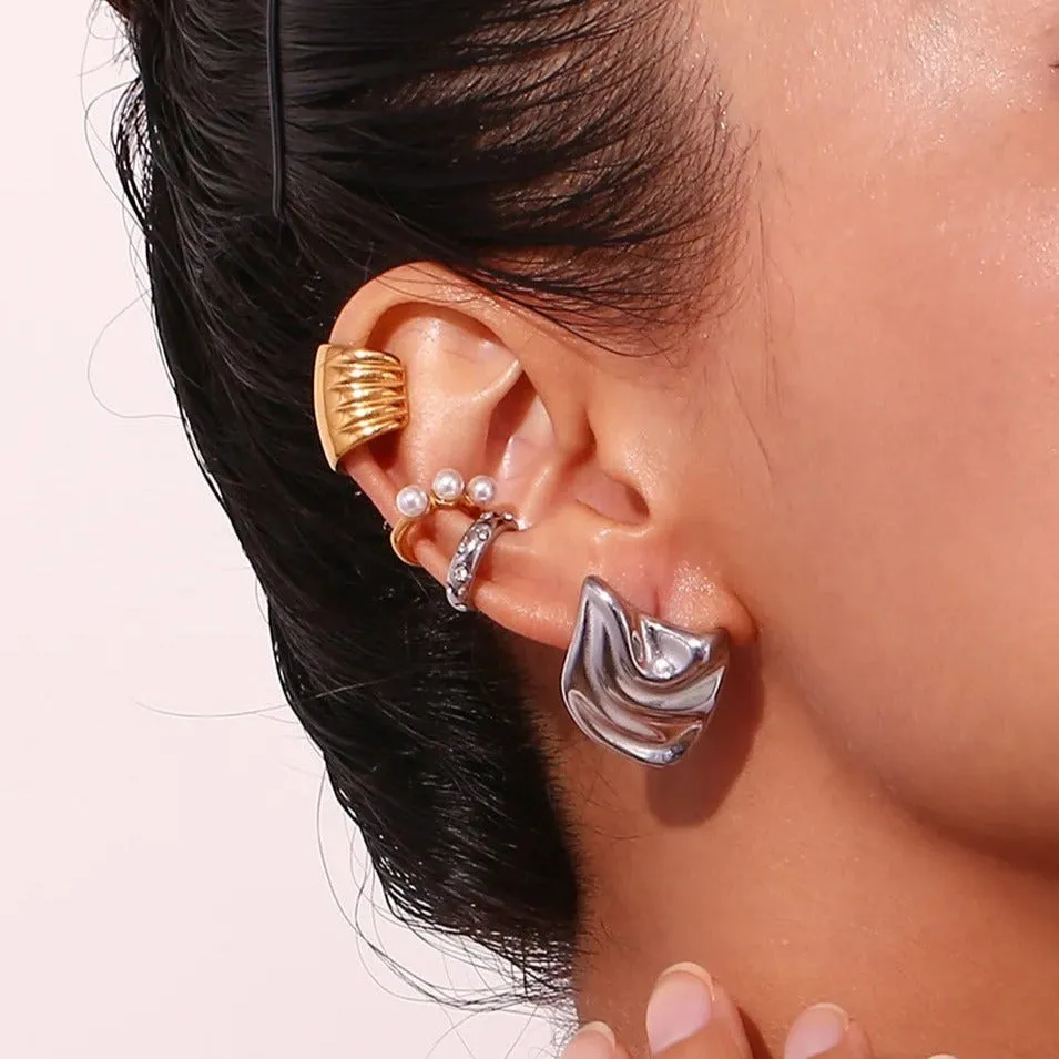 Irregular Statement Wave Chunky Stud Earrings