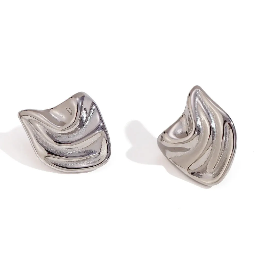 Irregular Statement Wave Chunky Stud Earrings