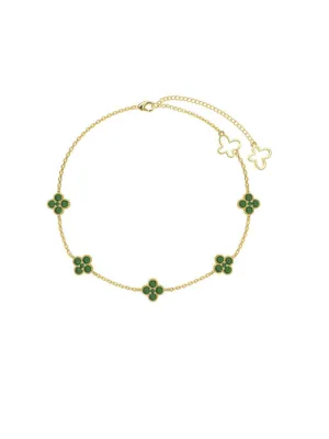 KESLEY Clover Anklet Sterling Silver Dainty Flower Women's Fine Jewelry