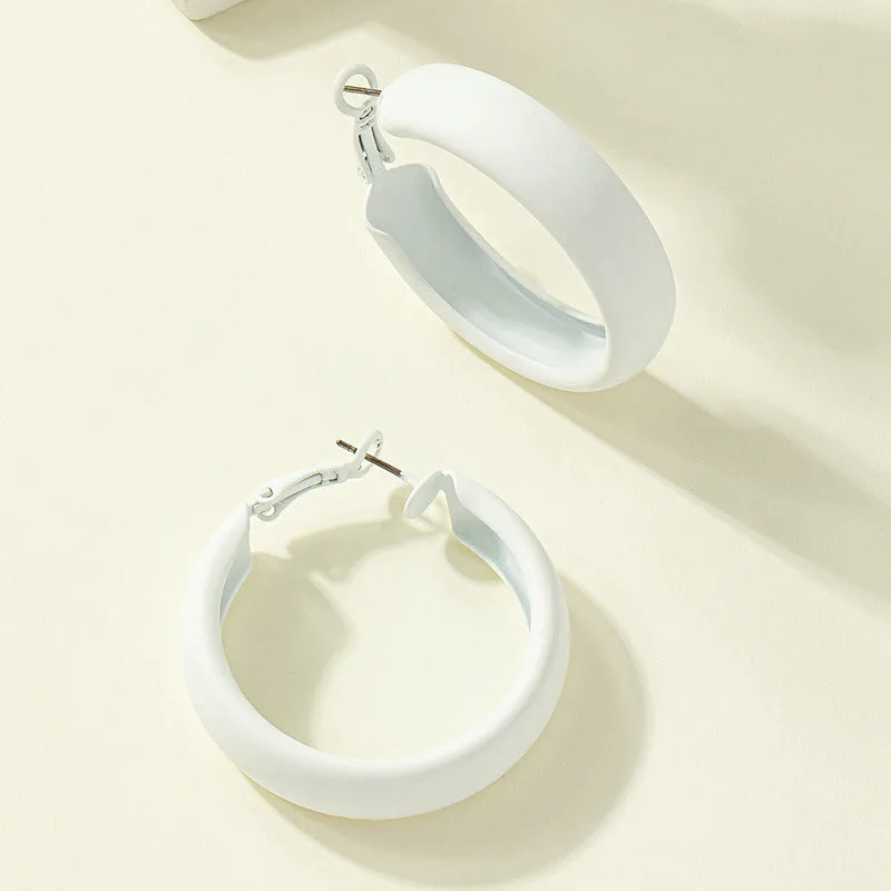 Korean-inspired Exaggerated Painted Circle Earrings with Sleek Design