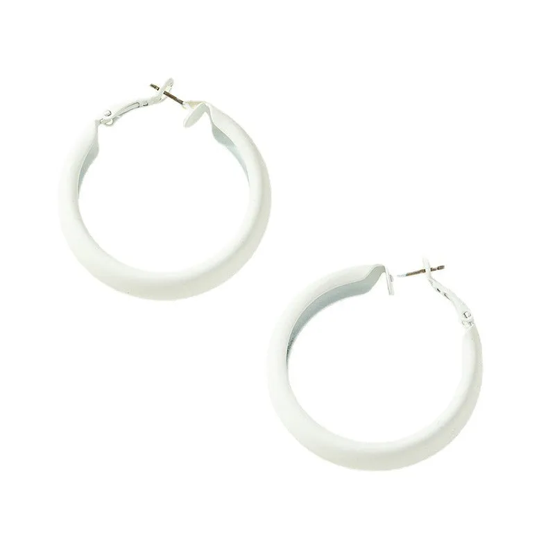 Korean-inspired Exaggerated Painted Circle Earrings with Sleek Design